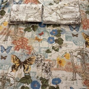 Pottery Barn Multicolor Butterfly and Floral Duvet Cover